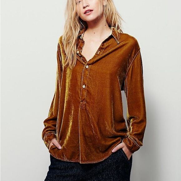 CP Shades Velvet Henley Pullover Silk Rayon Small - Picture 1 of 7